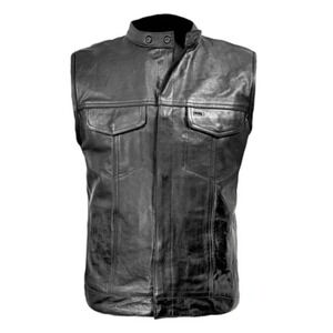 XELEMENT Black‎ Motorcycle Leather Vest Concealed Carry Quick Draw NWT - Size S